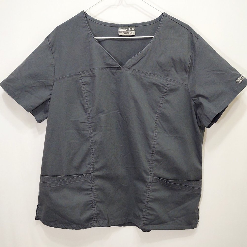 3/$30 UA Scrubs Butter-Soft Stretch Grey Scrub Top